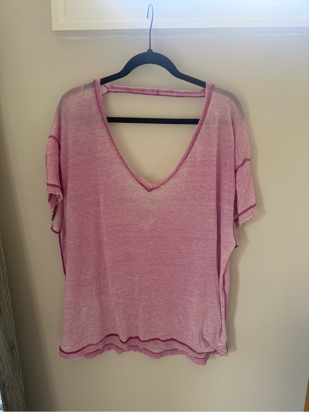 We The Free Washed Light Pink V-Neck Tee